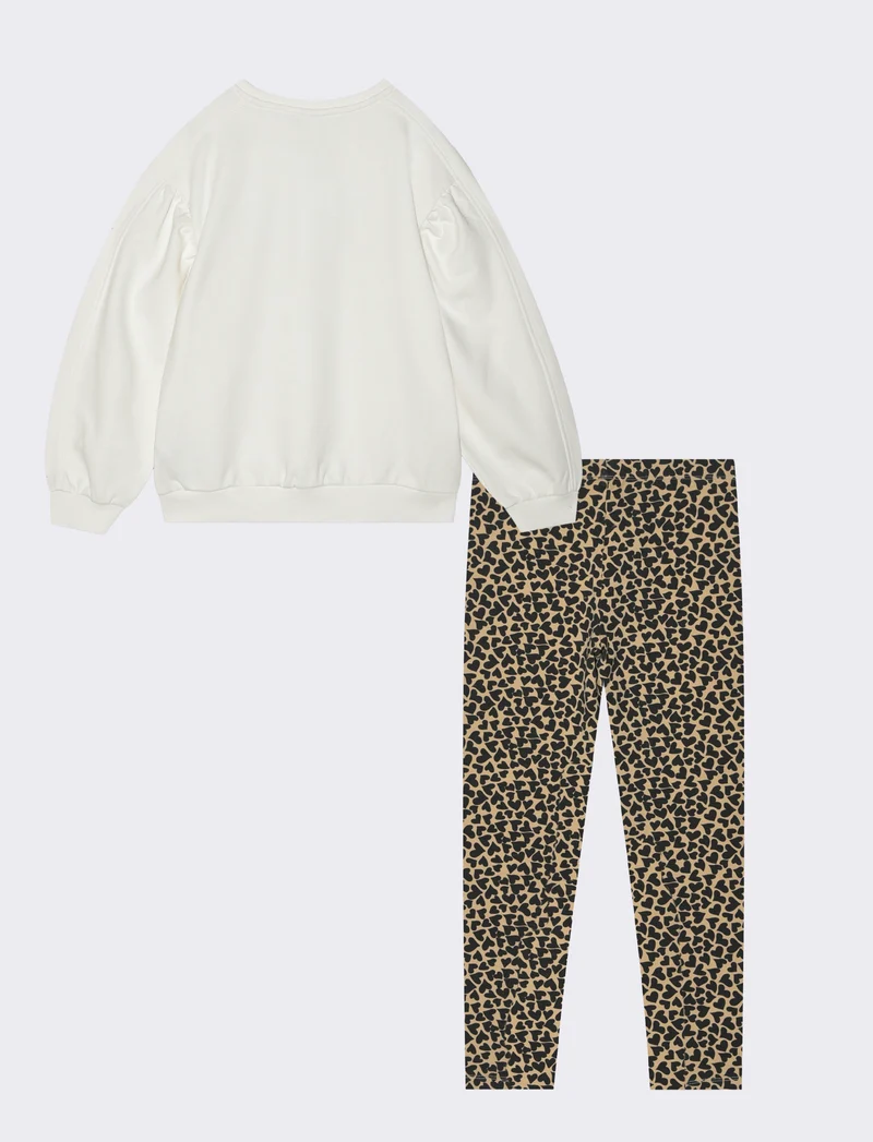 Completo con felpa e leggings. - Bianco latte