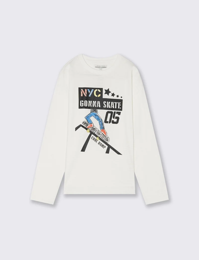 T-shirt maniche lunghe - Bianco latte