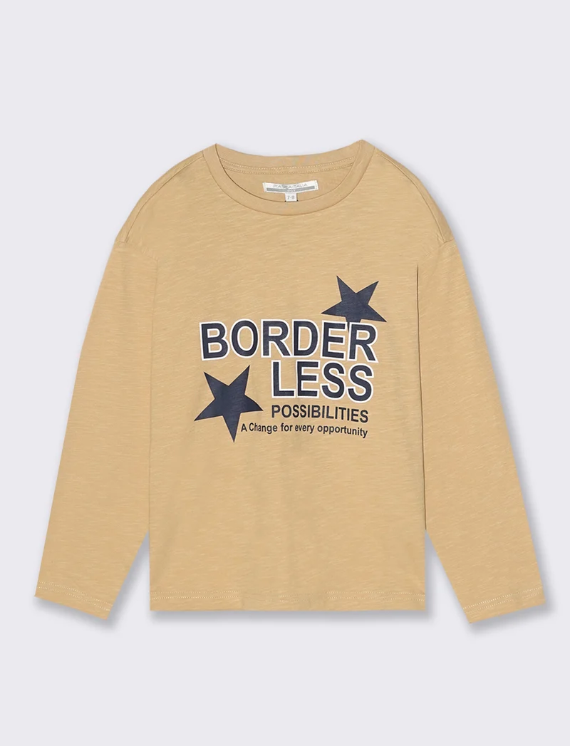 MAGLIA GIROCOLLO CON STAMPA - Beige
