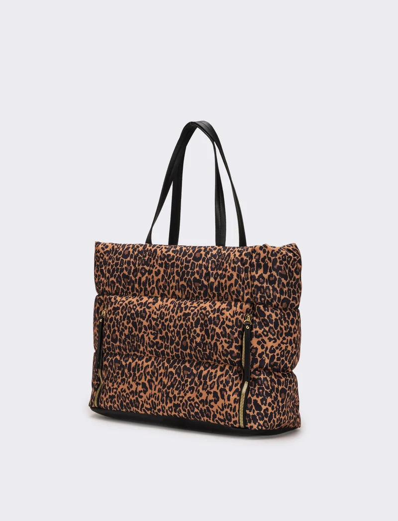 Borsa trapuntata in nylon donna - Leopardato