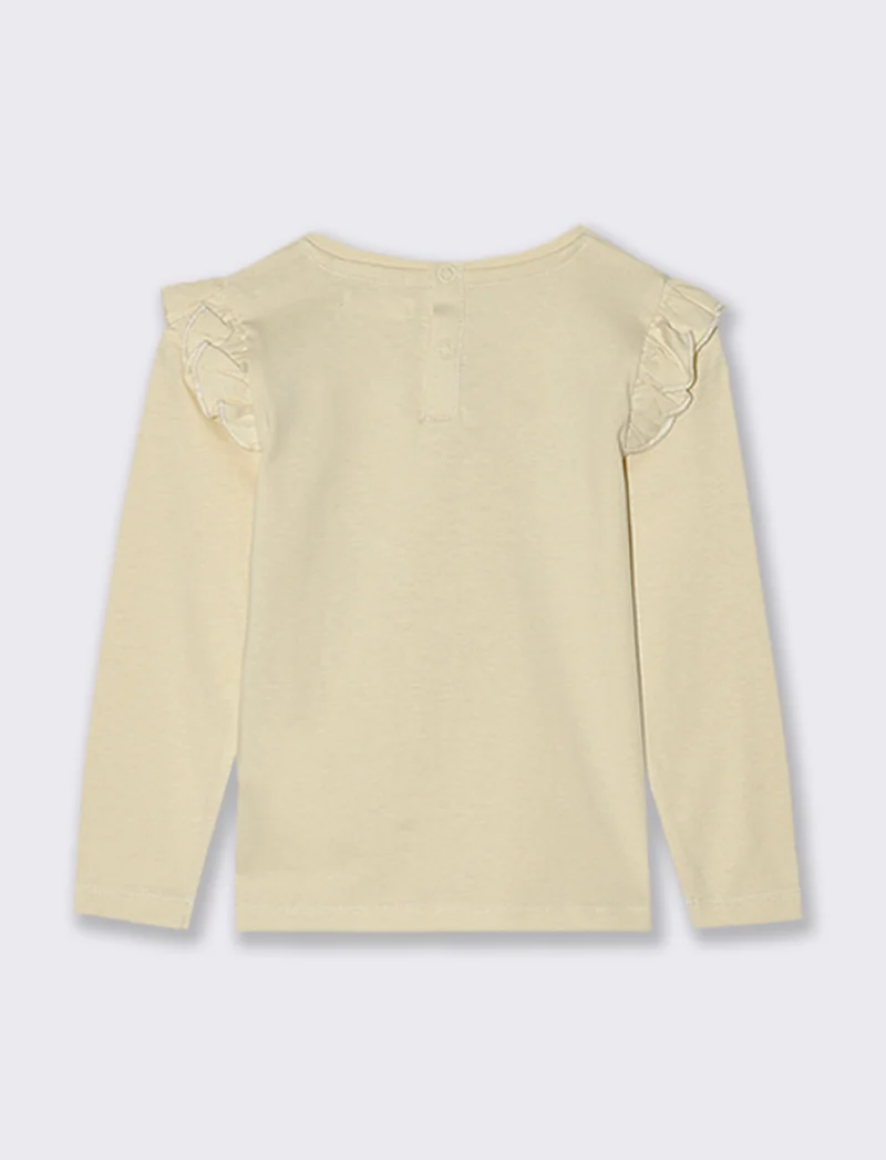 MAGLIETTA CON VOLANT - Beige