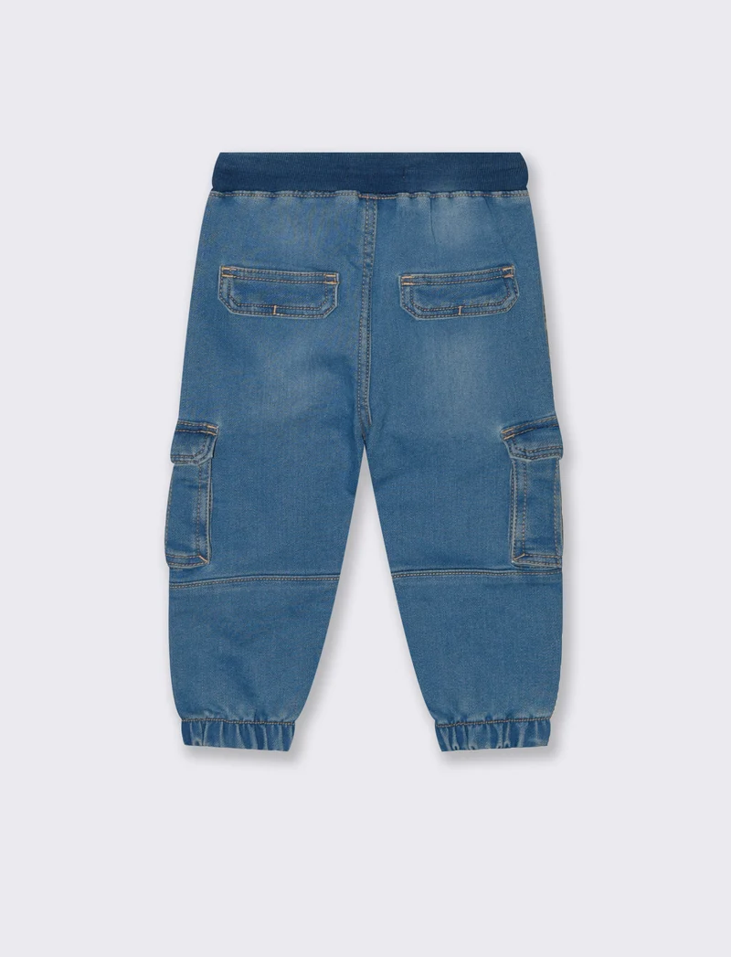 Pantaloni effetto denim con costina - Denim chiaro