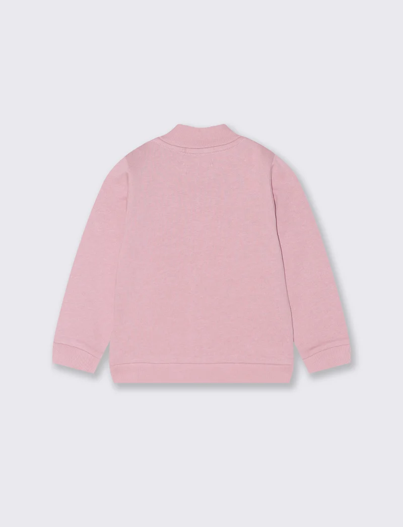 FELPA CON ZIP E COLLO ALTO - Rosa