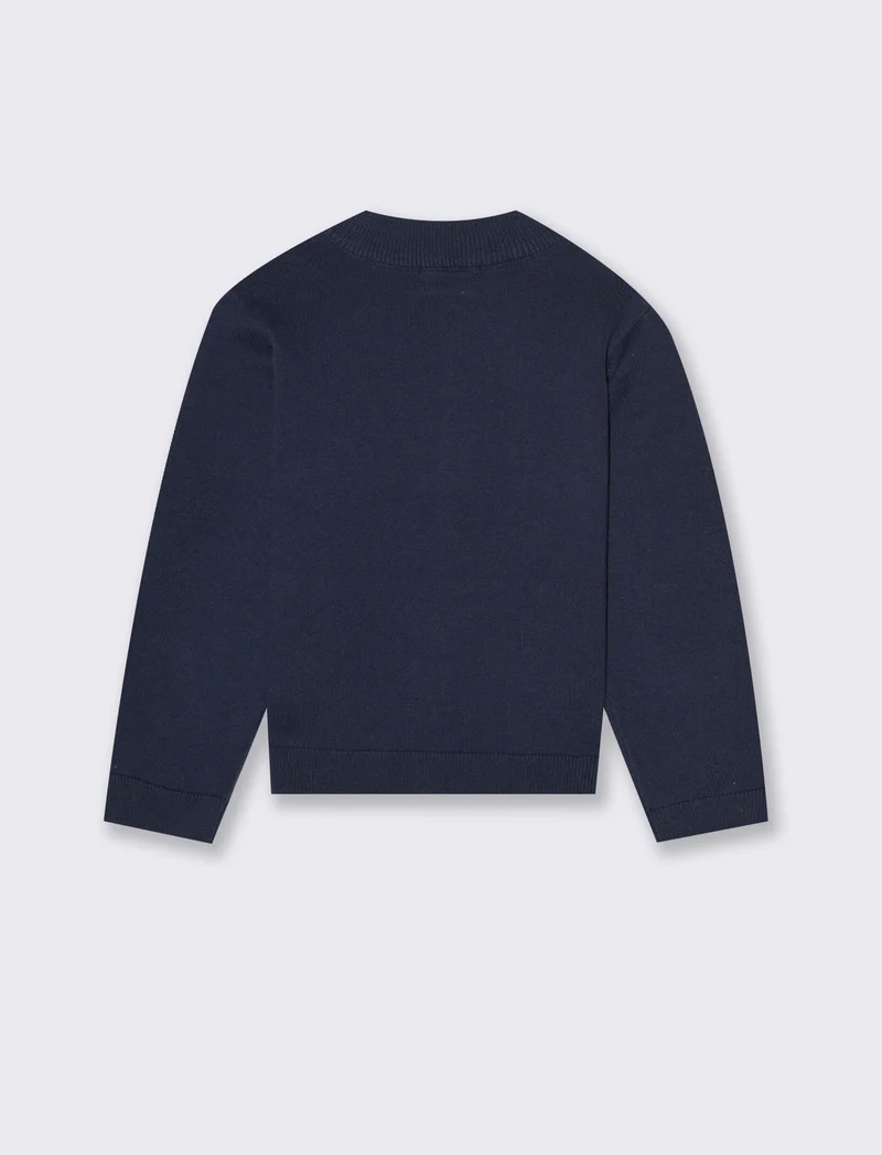 Cardigan basico con zip - Blu