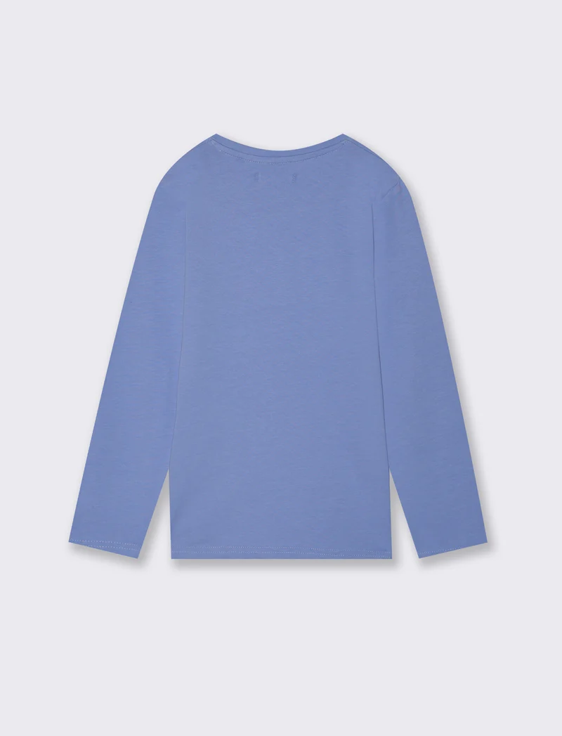 Maglia in cotone manica lunga. - Azzurro