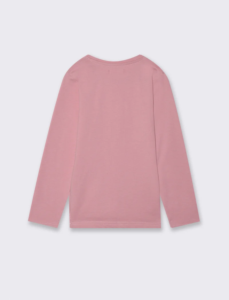 Maglia in cotone manica lunga. - Rosa