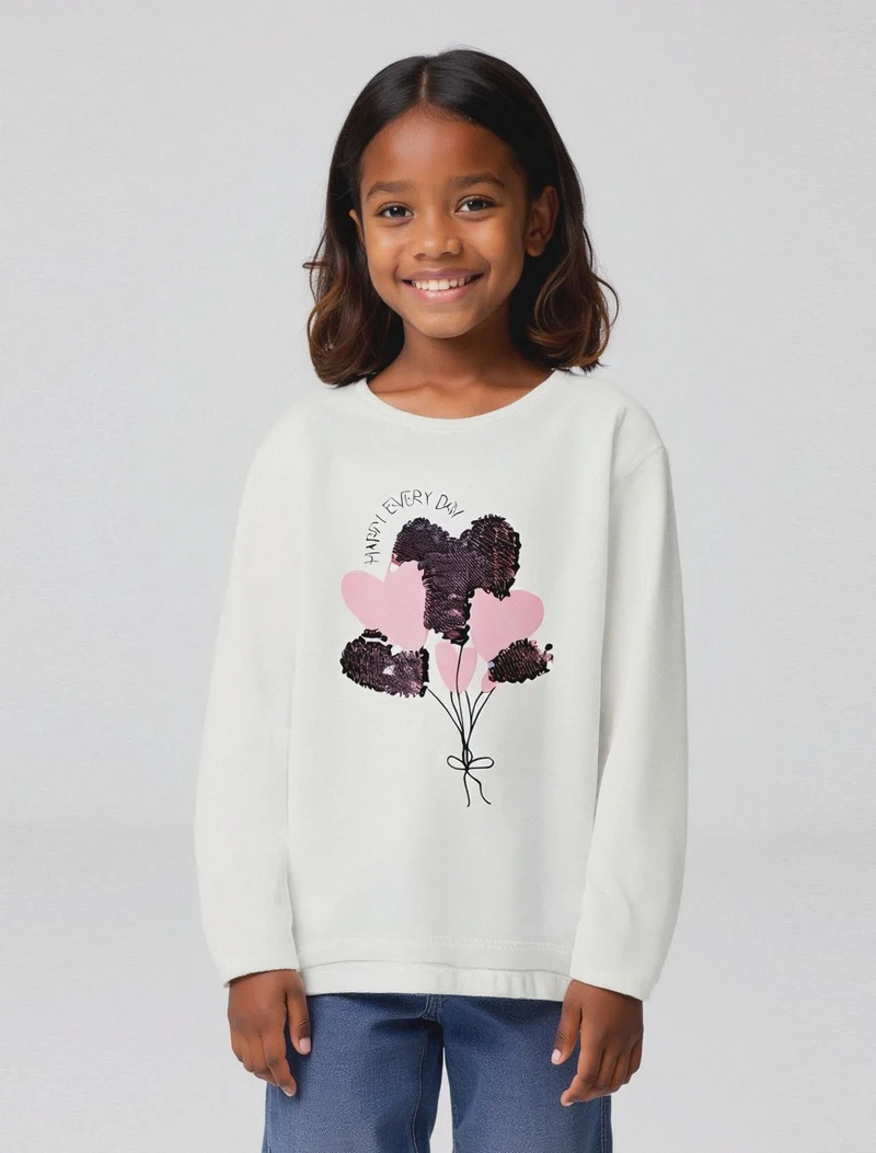 Maglia in cotone manica lunga. - Bianco latte
