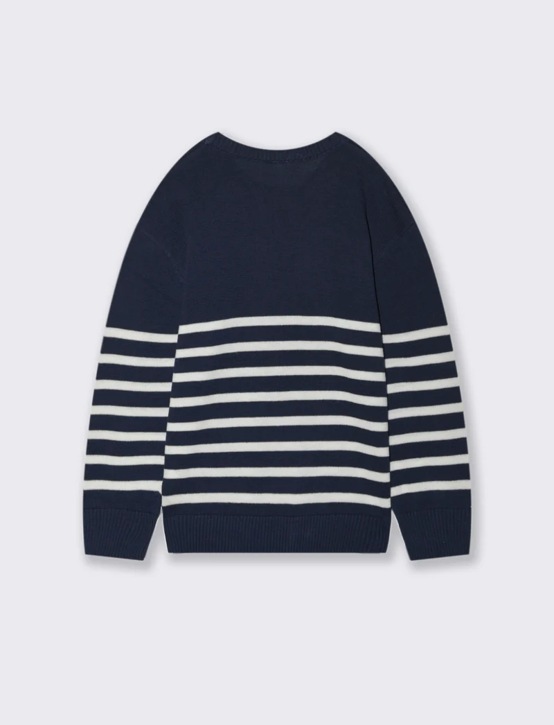 Tricot motivo rigato. - Blu