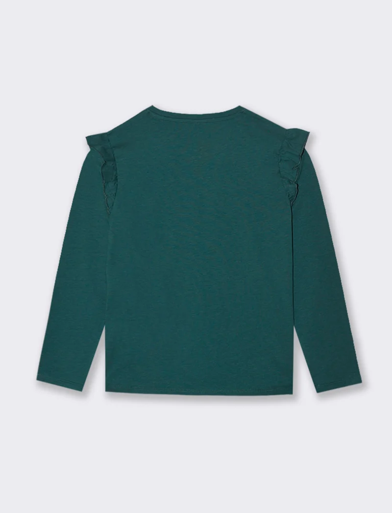 Maglietta manica lunga girocollo. - Verde