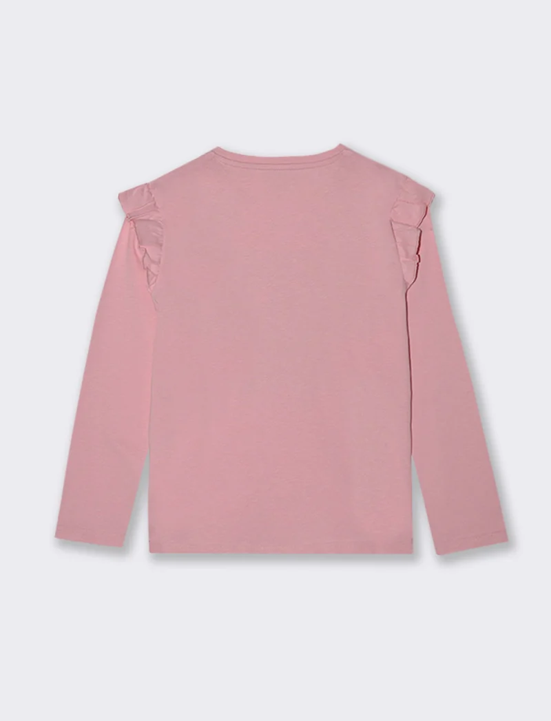 Maglietta manica lunga girocollo. - Rosa
