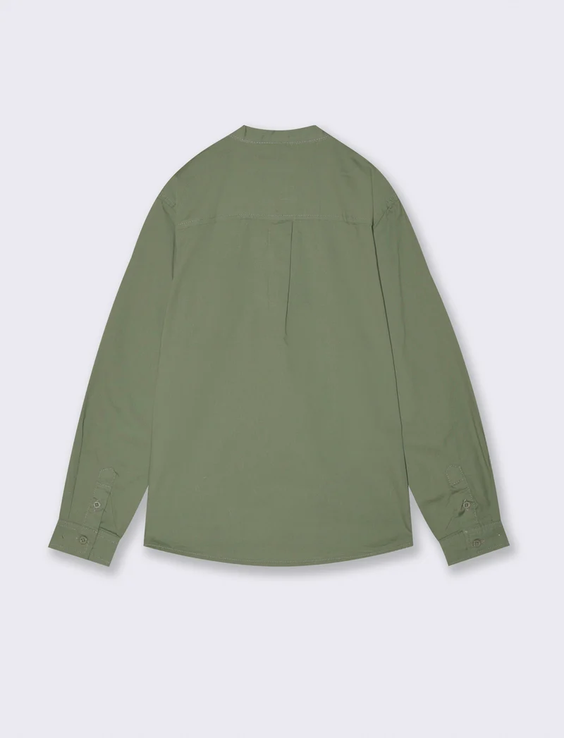 Camicia collo coreano - Verde salvia