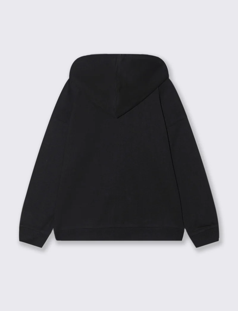 Felpa zippata con cappuccio - Nero