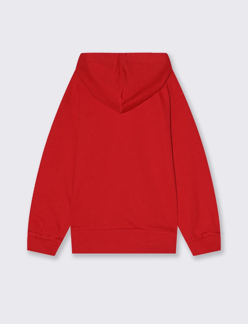 Felpa con ricamo frontale. - Rosso