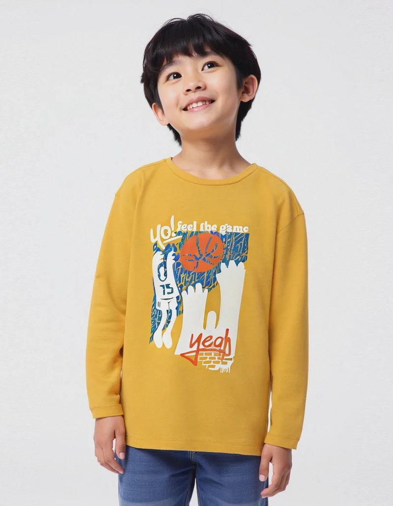 T-shirt in jersey con stampa. - Ocra