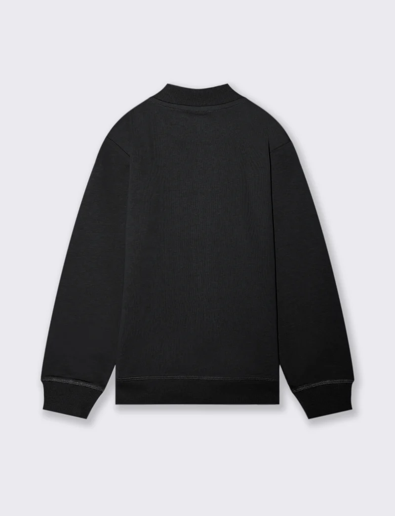 Felpa collo alto con zip. - Nero