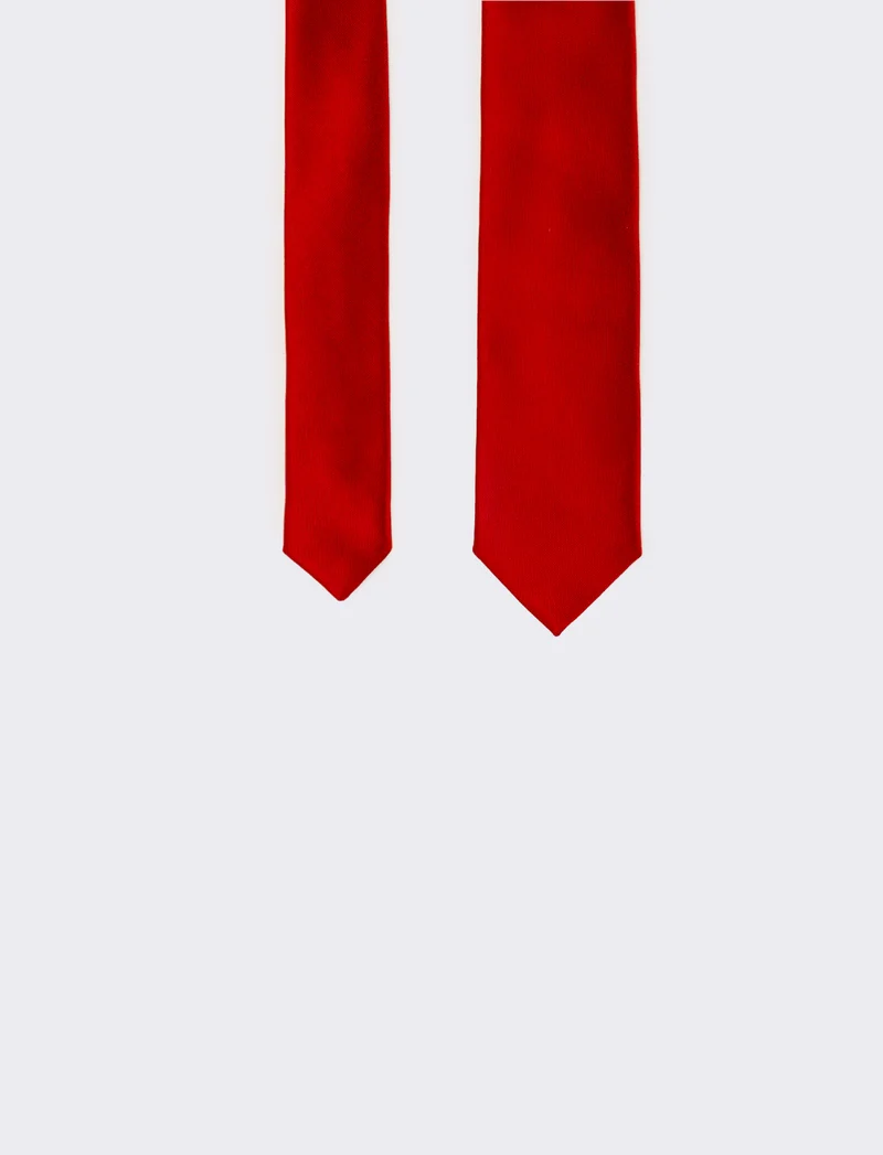Cravatta uomo raso liscio 5cm - Rosso