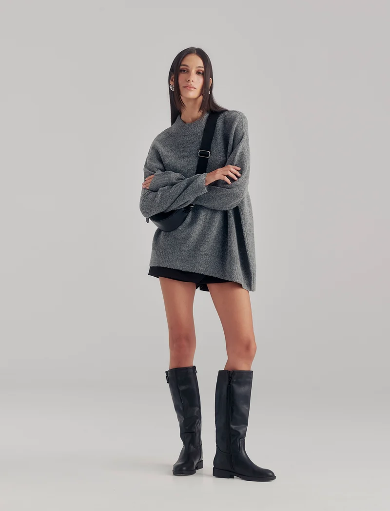 MAXIPULLOVER - Grigio mel.