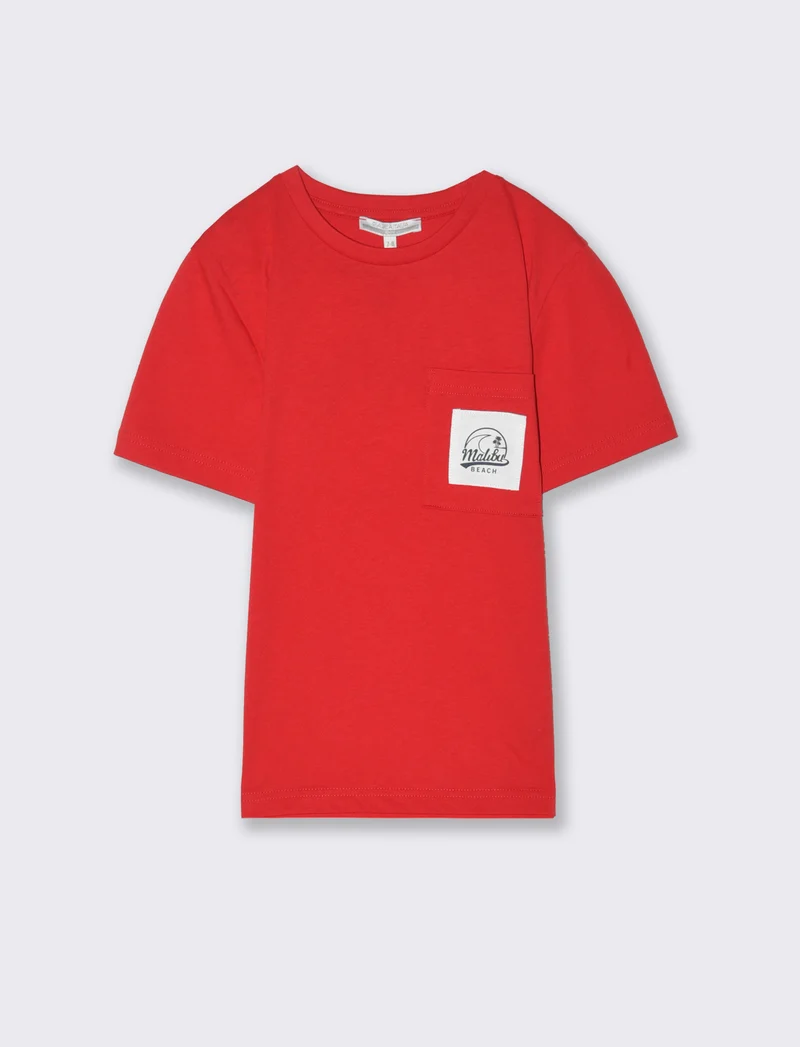T-shirt con taschino da bambino - Rosso