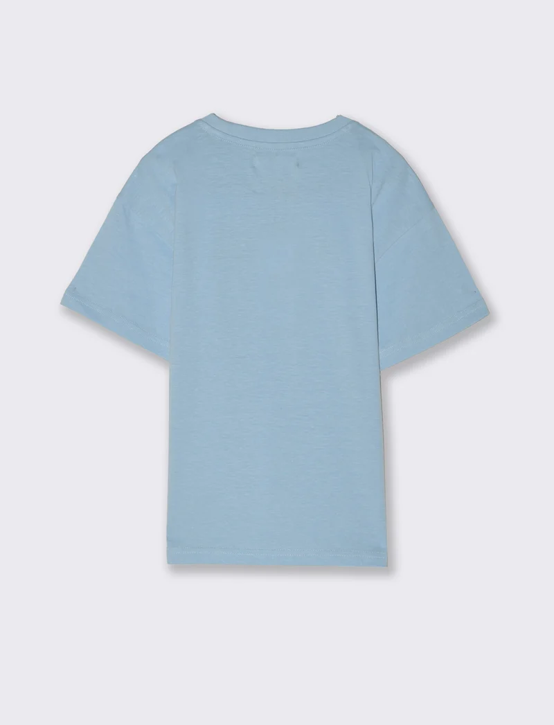 T-shirt con ricamo da bambino - Azzurro cielo