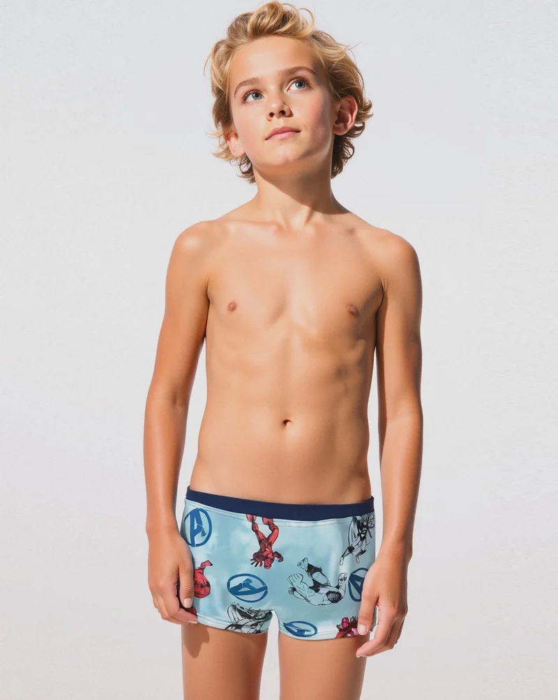 Boxer stampato Marvel da bambino - navy