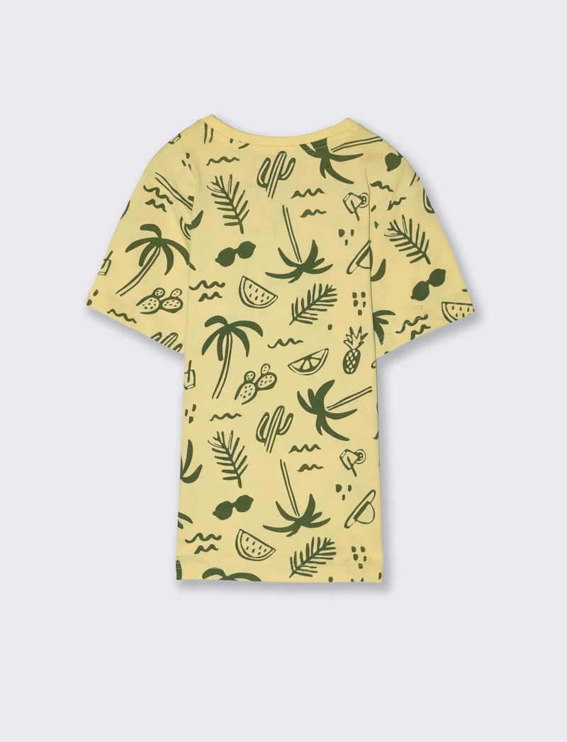 T-shirt all-over in jersey da bambino - Giallo