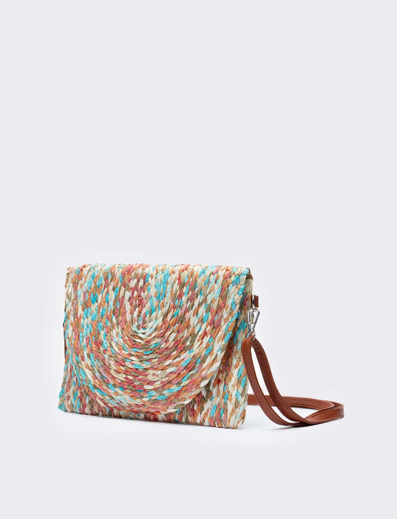Pochette donna a lettera multicolor - Turchese