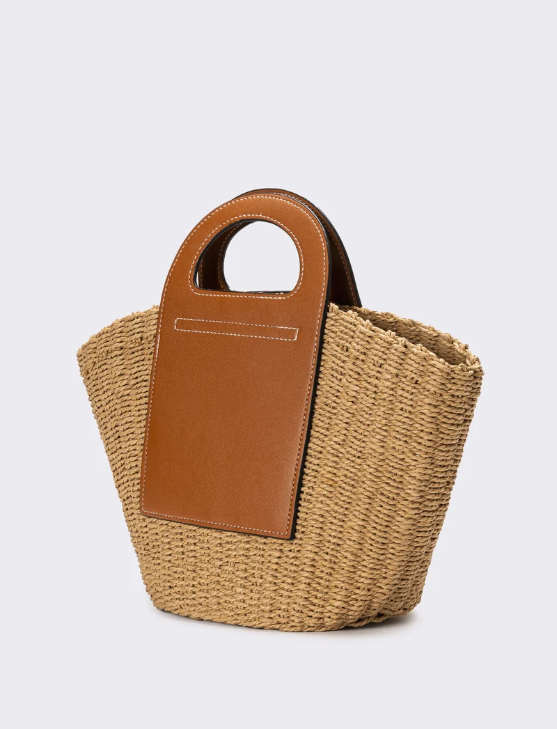 Borsa donna cesto con manici a maniglia - Marrone