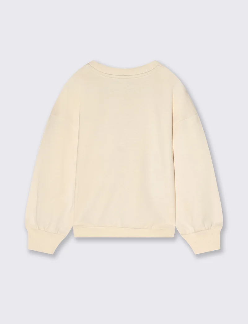Felpa girocollo in cotone. - Beige