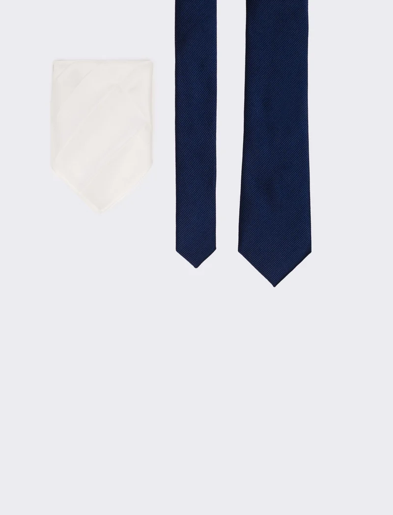 Cravatta uomo 6,3cm + pochette - Blu