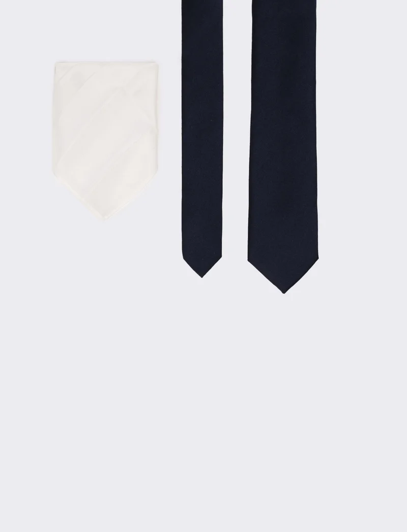 Cravatta uomo 6,3cm + pochette - Blu navy