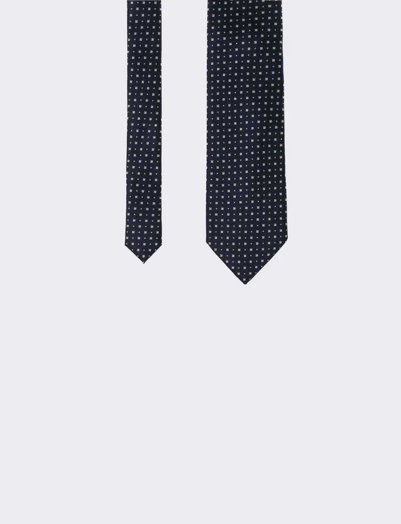 Cravatta uomo fantasia 8cm - Blu-bianco
