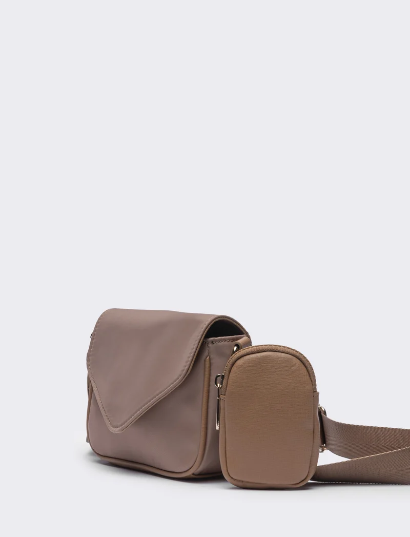 Borsetta donna tracolla in nylon con portamonete l17/h11/p6cm - Beige