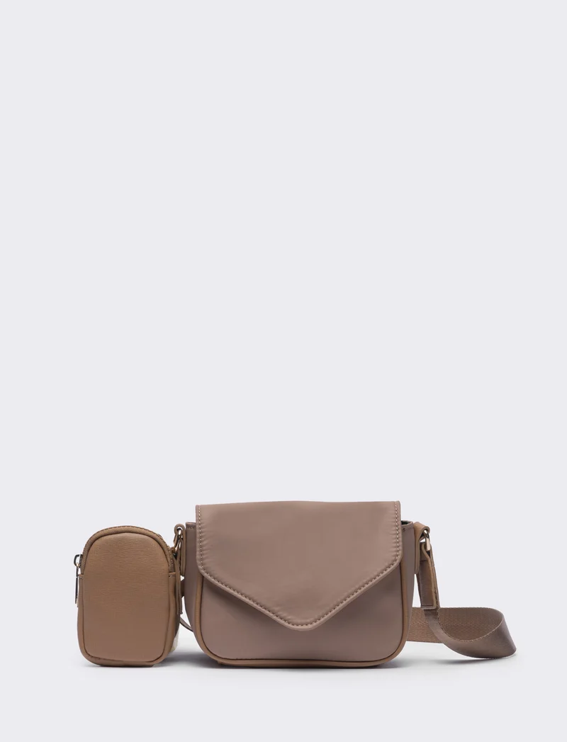 Borsetta donna tracolla in nylon con portamonete l17/h11/p6cm - Beige