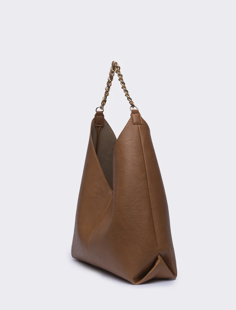 Borsa donna a sacca con catena - Cuoio