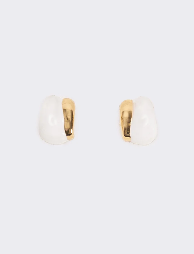 Orecchini donna con smalto e clips - Bianco