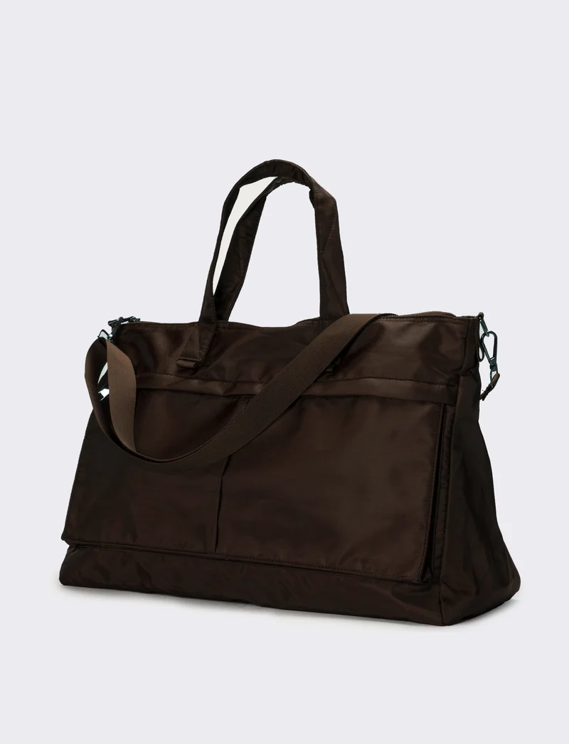 Borsone uomo in nylon - Marrone