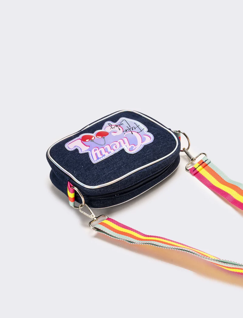 Borsa tracolla denim con tracolla rainbow bambina - DENIM SCURO
