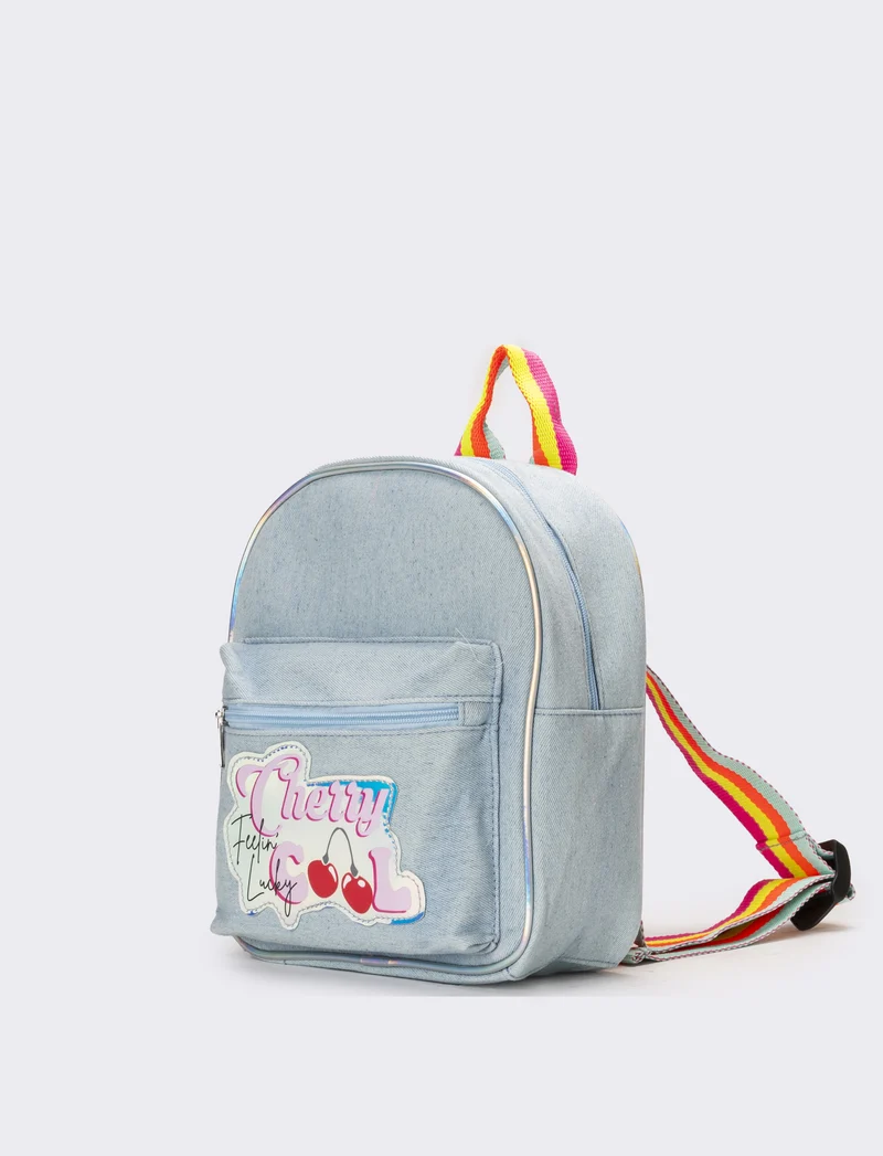 Zaino denim bambina con tracolla rainbow - Denim chiaro