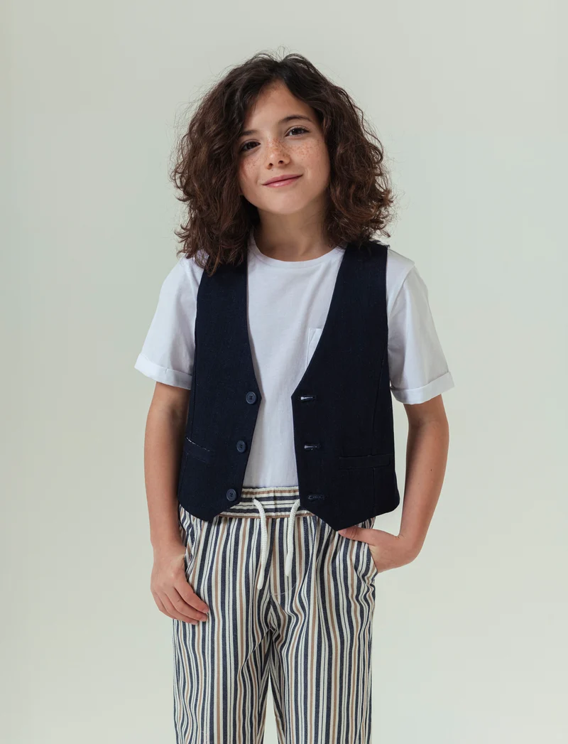 Gilet con retro a contrasto da bambino - Blu
