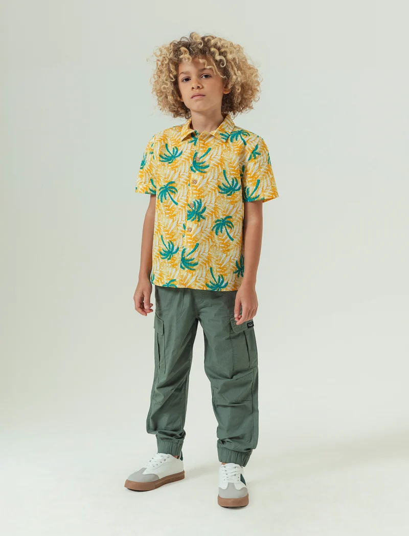 Pantalone modello cargo in cotone da bambino - Verde