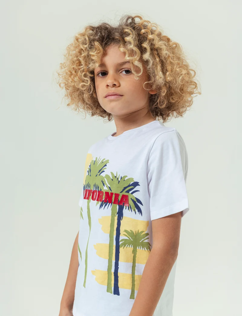T-shirt con stampe Palme da bambino - Bianco