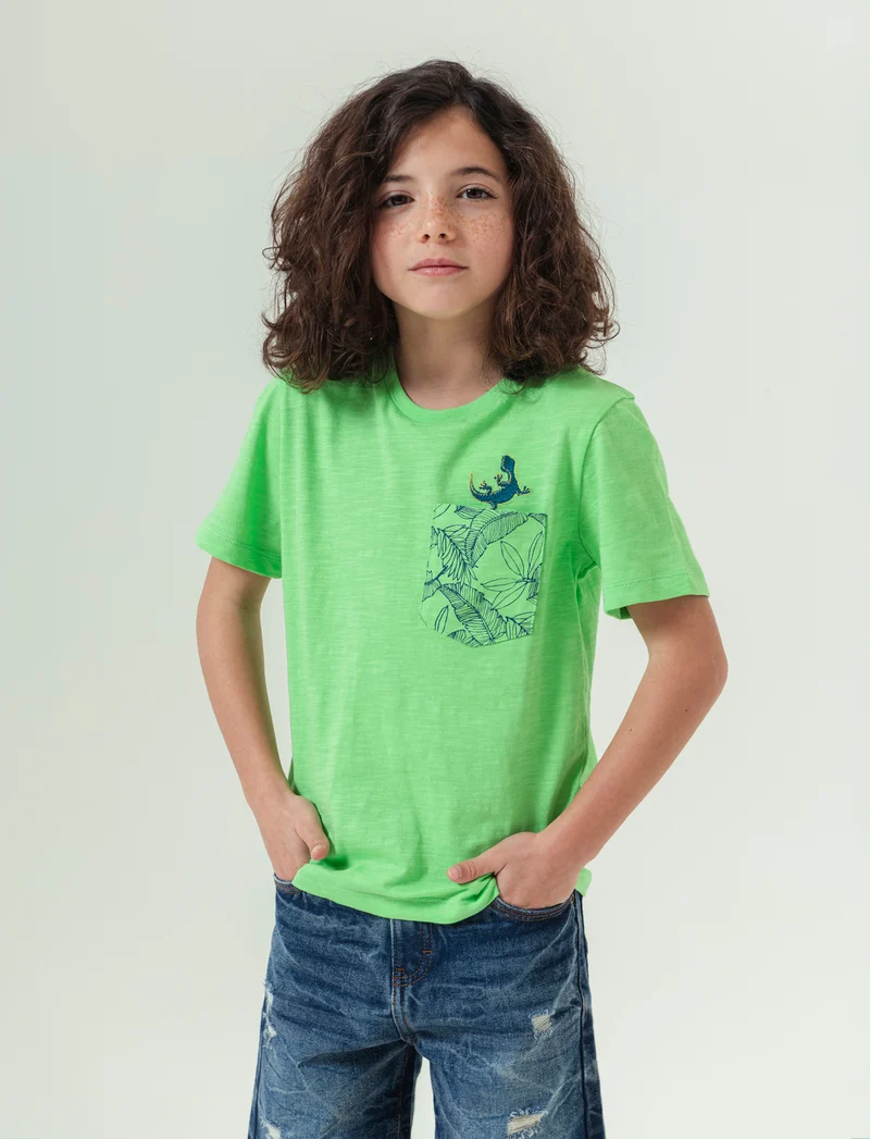T-shirt con stampa geco da bambino - Verde mela
