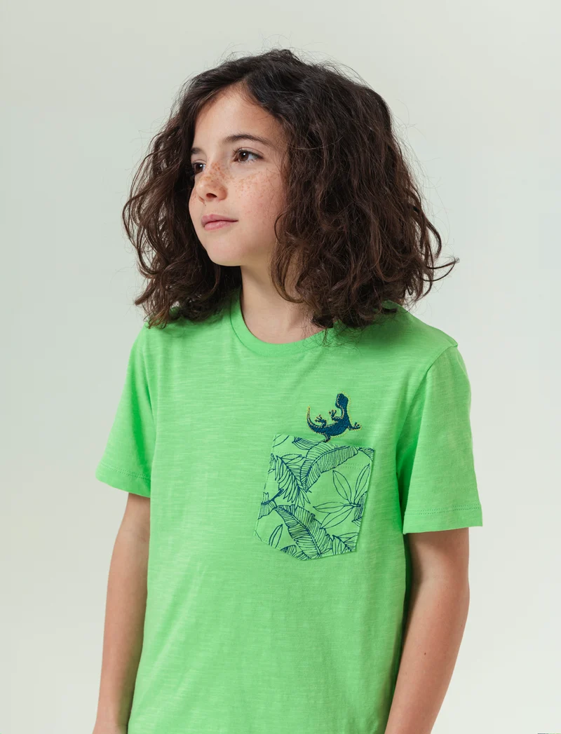 T-shirt con stampa geco da bambino - Verde mela