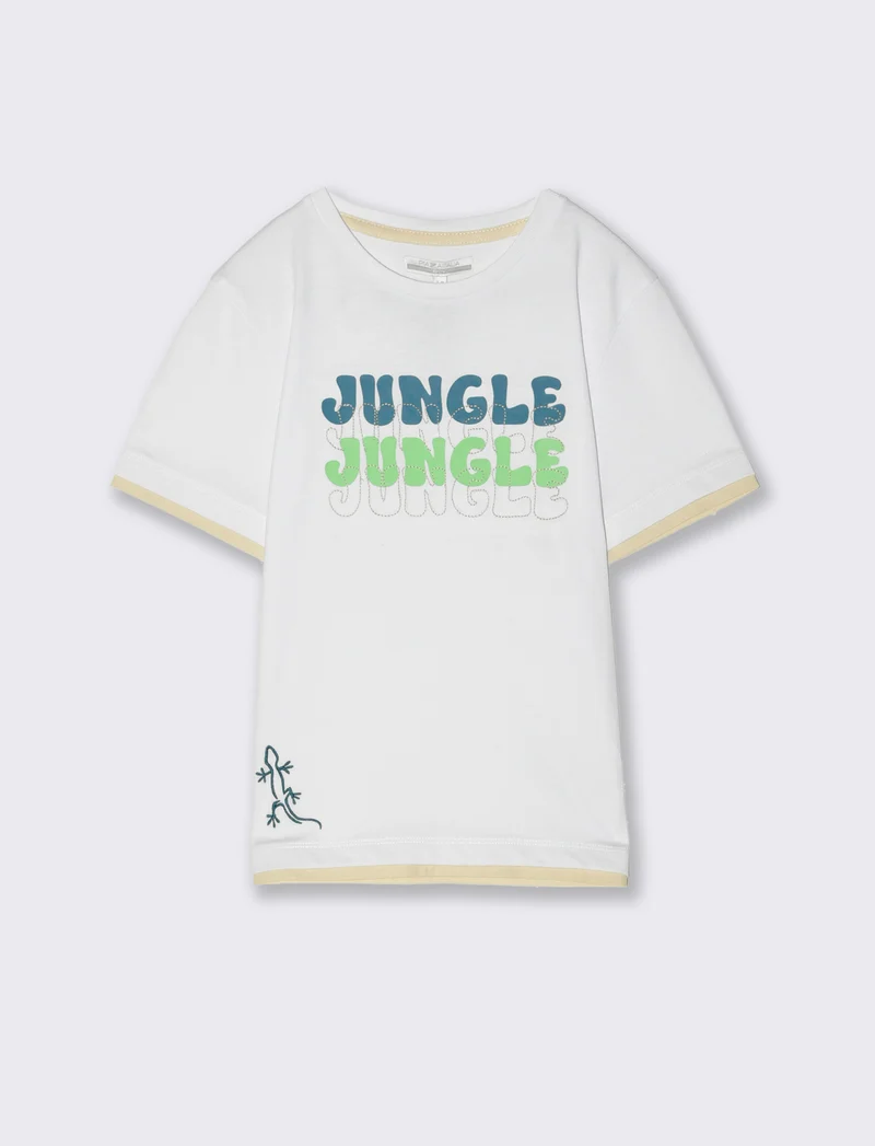 T-shirt con stampa jungle da bambino - Bianco