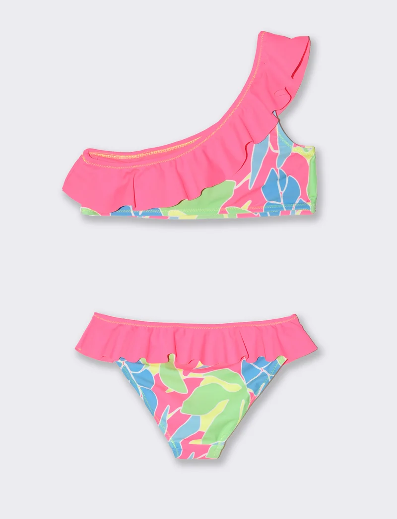 Costume rouches da bambina - Fuxia