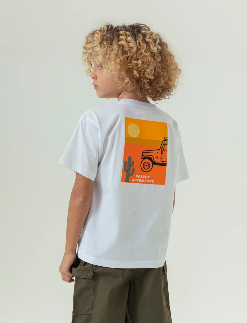 T-shirt con ricamo da bambino - Bianco