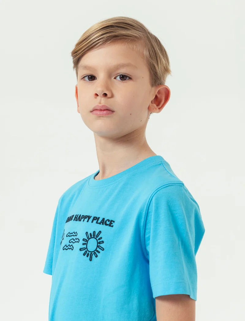 T-shirt con patch da bambino - Turchese