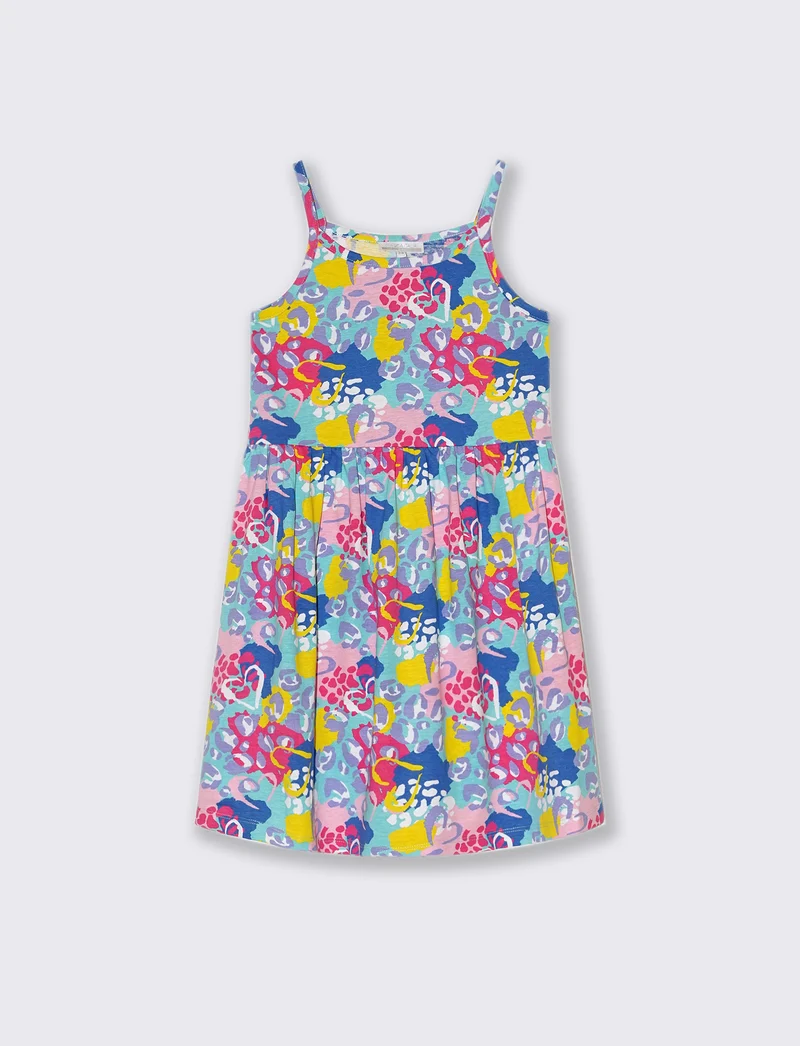 Abito stampa fluo da bambina - Azzurro