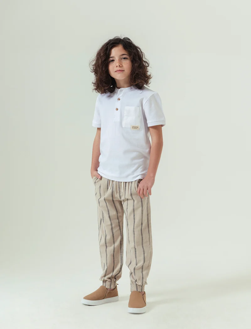 Jogger in misto lino da bambino - Righe