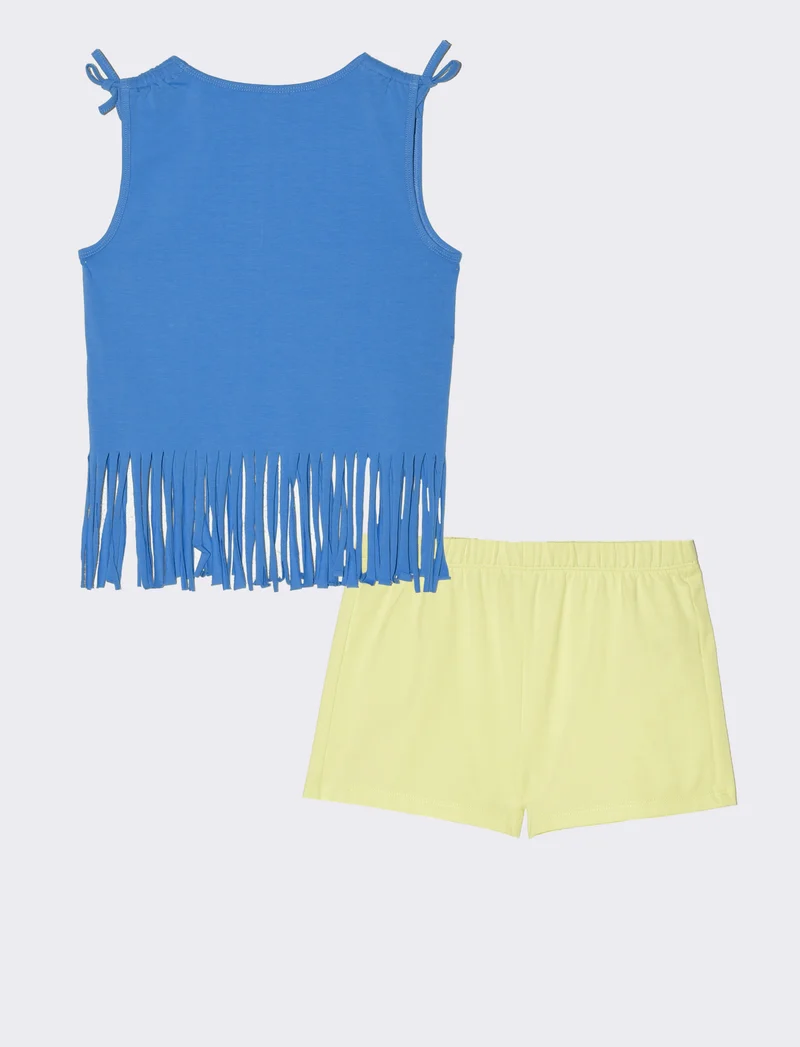 Set due pezzi composto da short e top da bambina - Blu cobalto